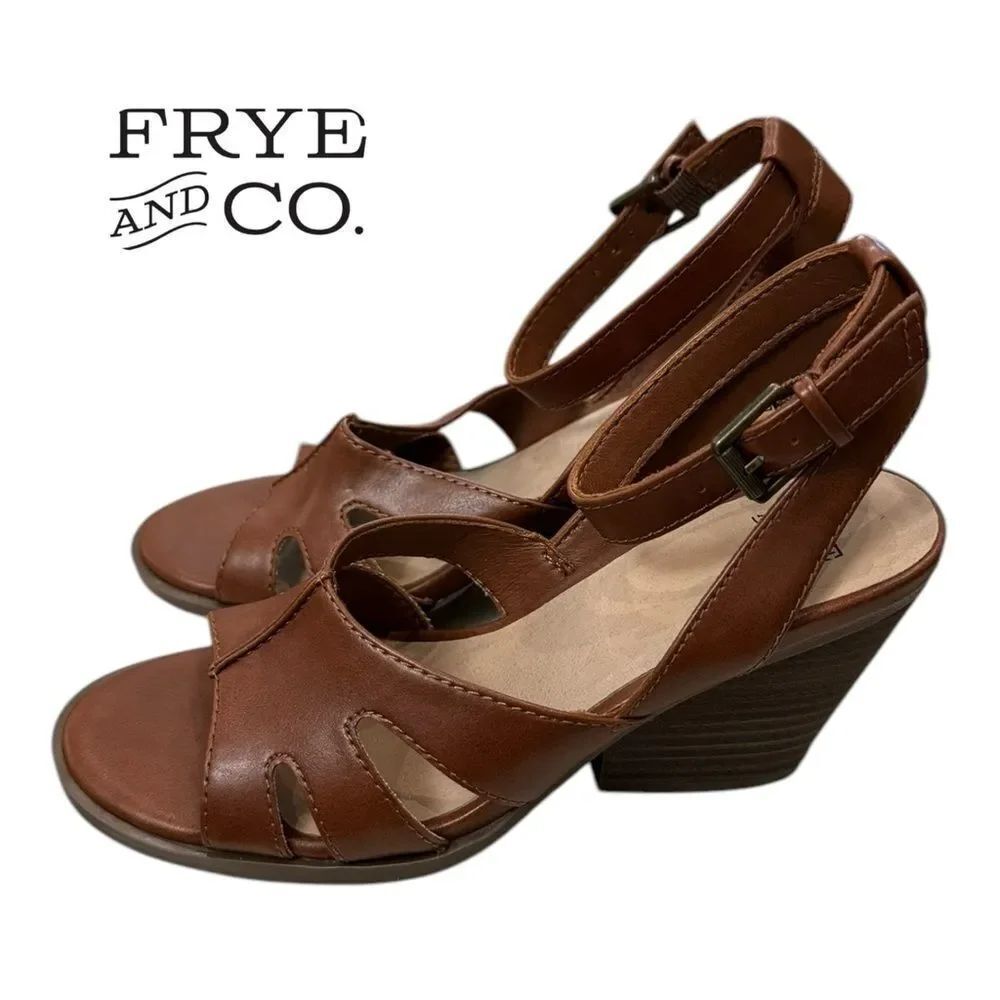 Frye and Co. Women's Gelsey Tan Heeled Sandals 5